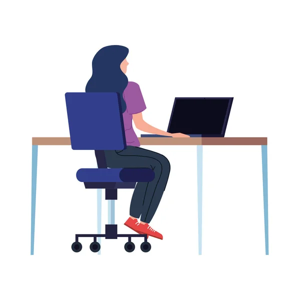 Krásná žena s psacím stolem na pracovišti — Stockový vektor
