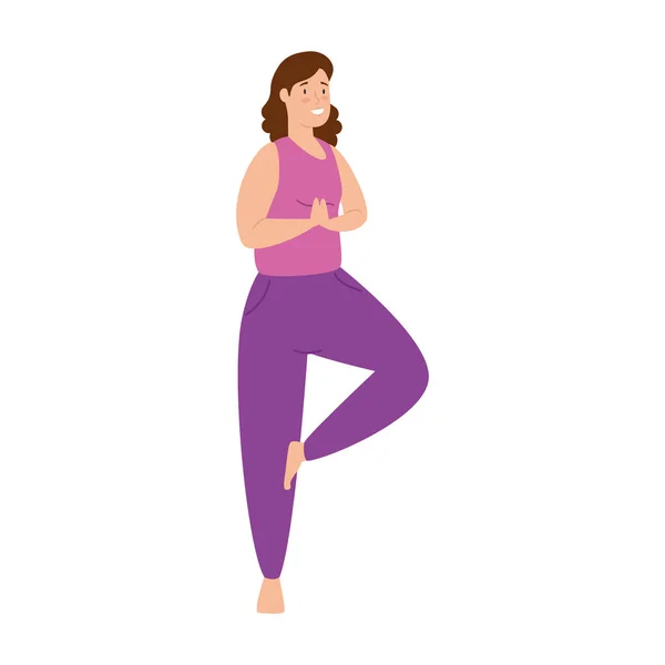 Vrouw oefenen yoga geïsoleerde pictogram — Stockvector