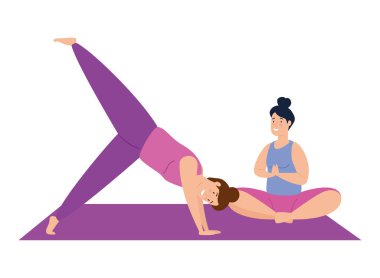 Egzersiz simgesi uygulayan kadınlar