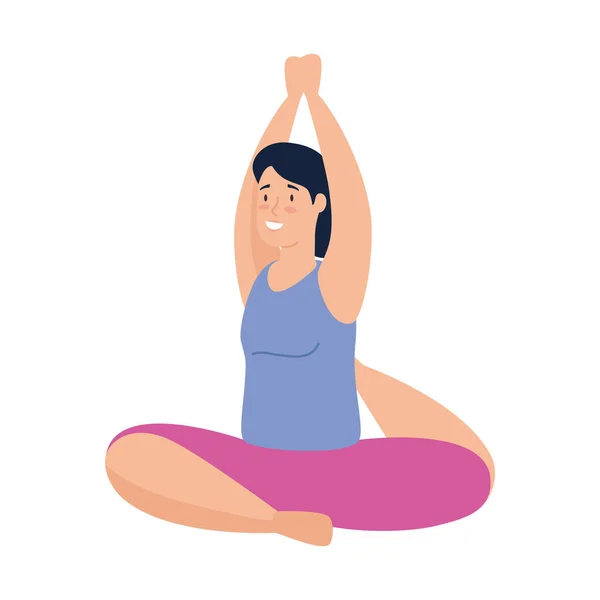 Mujer practicando yoga aislado icono — Vector de stock