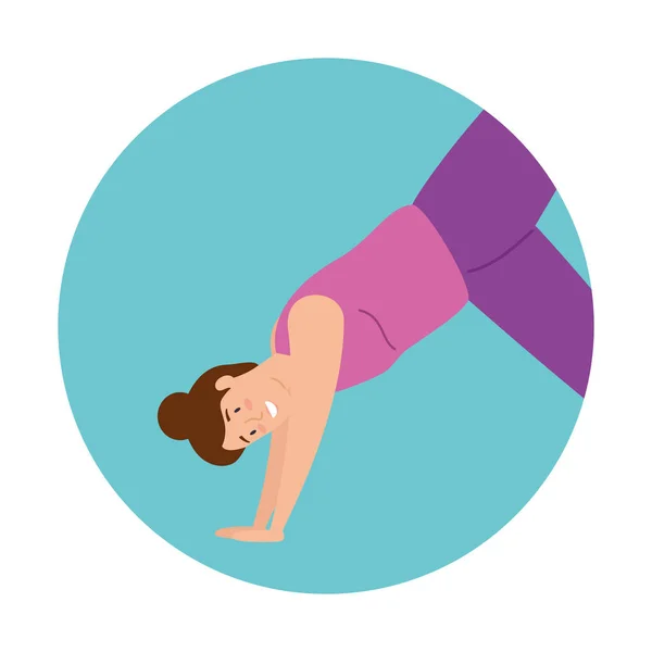 Junge Frau beim Stretching in Frame Circular — Stockvektor