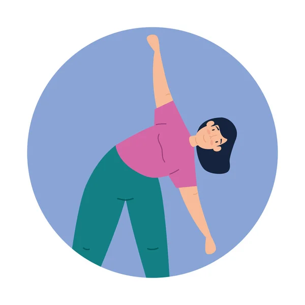 Junge Frau beim Stretching in Frame Circular — Stockvektor