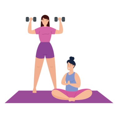 Egzersiz simgesi uygulayan kadınlar