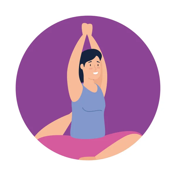 Mujer practicando yoga en marco circular — Archivo Imágenes Vectoriales