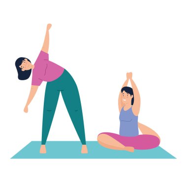 Egzersiz simgesi uygulayan kadınlar