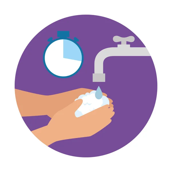Mycie rąk zapobieganie covid 19 — Wektor stockowy