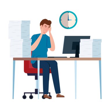 İş yerinde stres atağı geçiren adam izole edilmiş simge