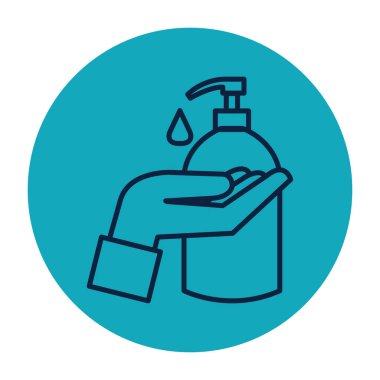 Dezenfektan şişesi ile el ele tutuşun.