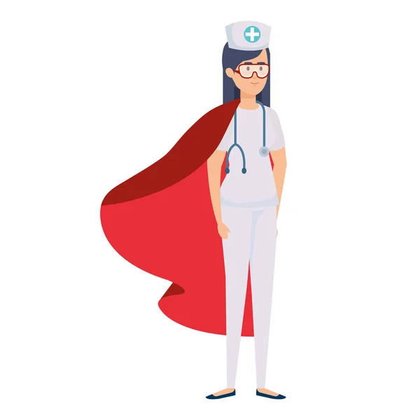 Super nurse with hero cloak isolated icon — Stock Vector