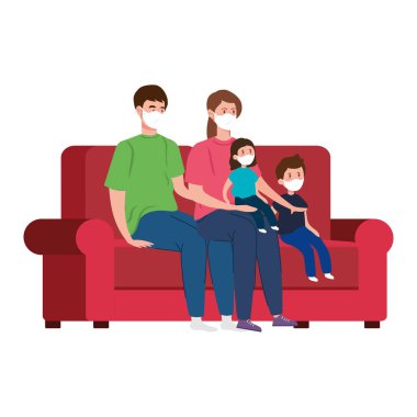 Seçim kampanyası, aile ile birlikte oturma odasında yüz maskesi takarak evde kalacak.
