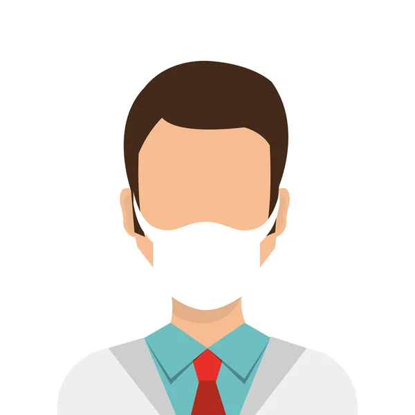 Lékař samec s maskou avatar izolované ikony — Stockový vektor