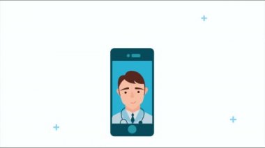 Doktor ve covid19 simgeli akıllı telefon