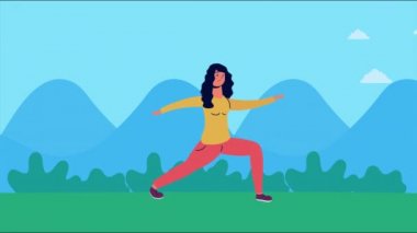 Kadın parkta egzersiz yapıyor.