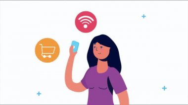 Akıllı telefon sosyal medya pazarlama teknolojisi kullanan kadın