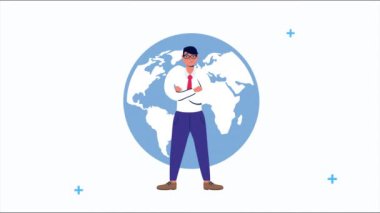 Dünya Gezegeni Canlandırması 'na sahip iş adamı