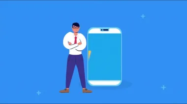 Akıllı telefonu ve sosyal medya pazarlaması olan bir adam