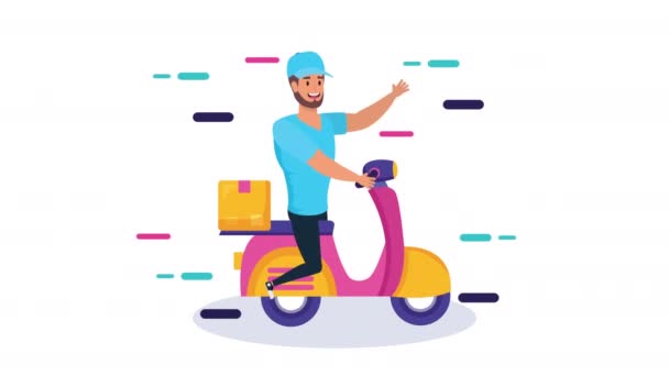 Livreur logistique en moto avec boîte — Video