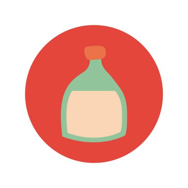 Mutfak sıvı şişesi çatal bıçak el çizim stili