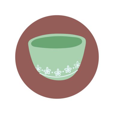 Mutfak seramik bardak çatal bıçak el çizim stili