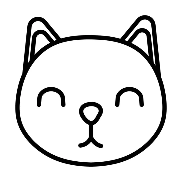 Lindo pequeño gato mascota línea estilo icono — Vector de stock