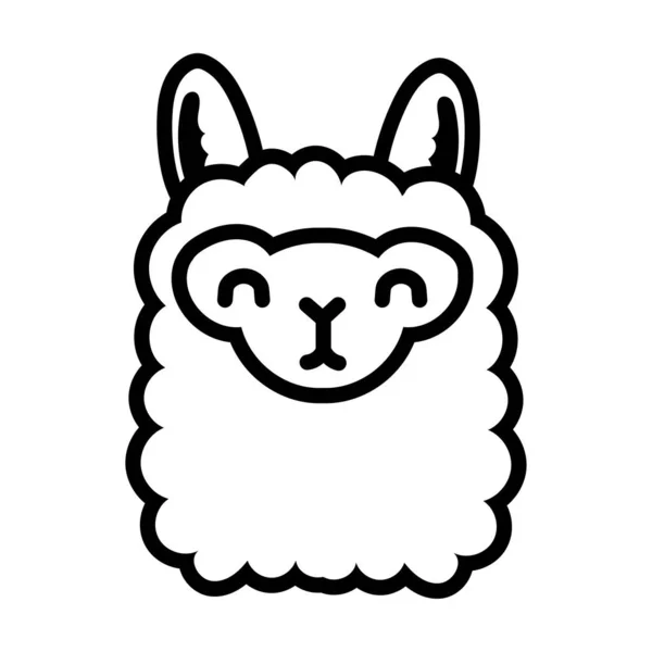 Schattig lama wild dier lijn stijl pictogram — Stockvector