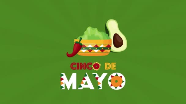 Cinco de mayo viering mexicaans met avocado en guacamole — Stockvideo