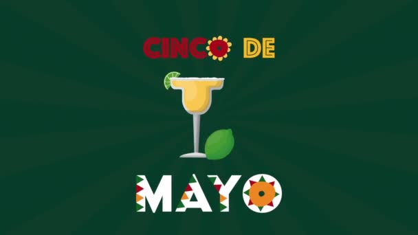 Celebración del cinco de mayo mexicana con copa de cóctel — Vídeos de Stock