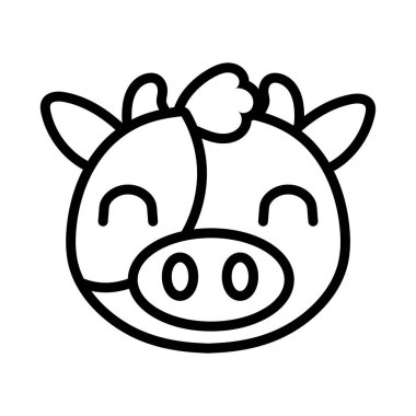 Şirin inek çiftliği hayvan çizgi simgesi