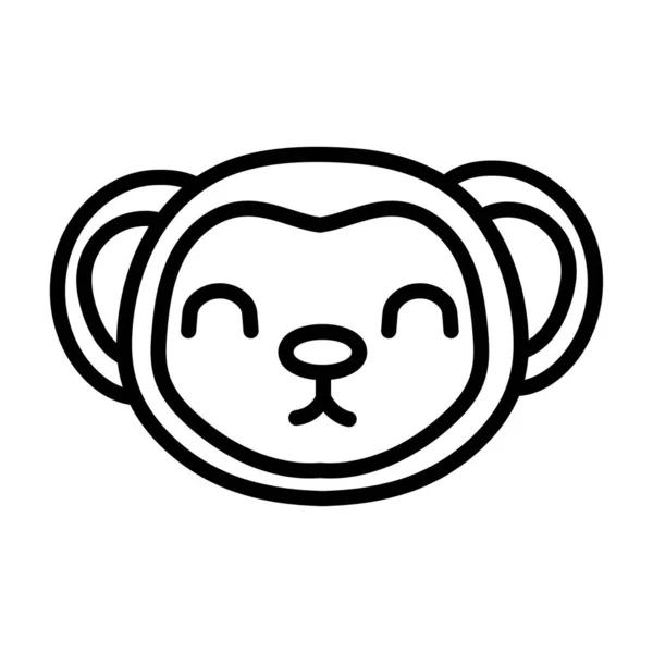 Lindo pequeño mono línea estilo — Vector de stock