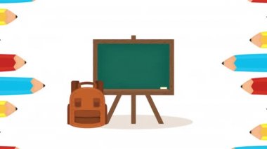 Okul malzemeleri ile karatahta animasyonu