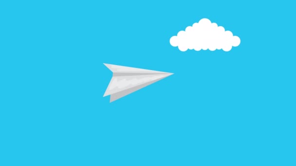 Paper airplane flying toy animation — Stock Video