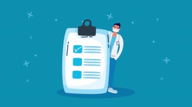 Doktor, kovid19ve kontrol listesi için yüz maskesi kullanıyor