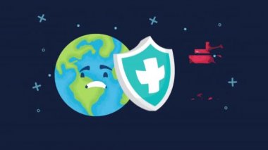 Dünya gezegeni kalkan ve covid19 parçacık karakteri