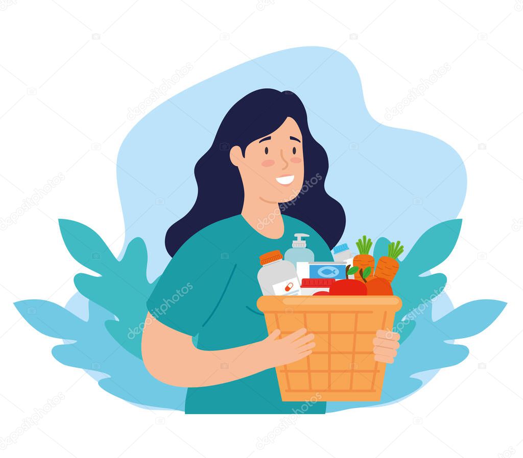 woman with basket of charity donation