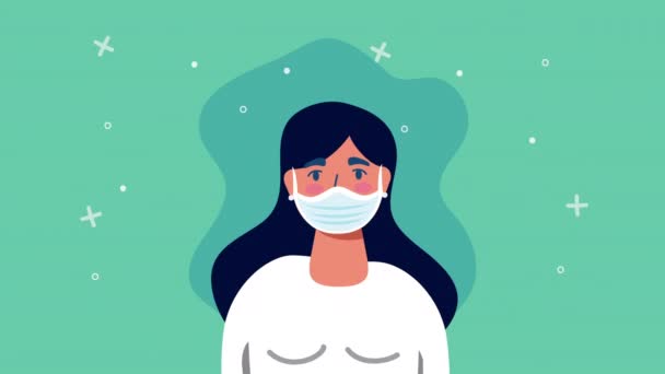 Kvinna som använder ansiktsmask för covid19 — Stockvideo