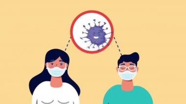 Çift covid19 için yüz maskesi kullanıyor