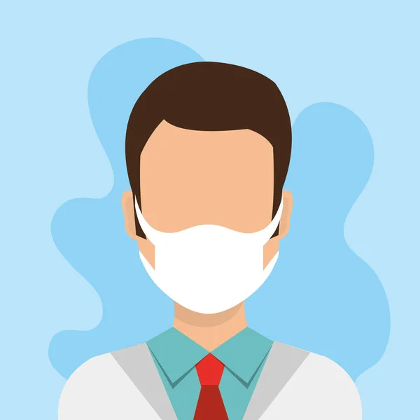 Doctor masculino con cara máscara avatar carácter — Archivo Imágenes Vectoriales