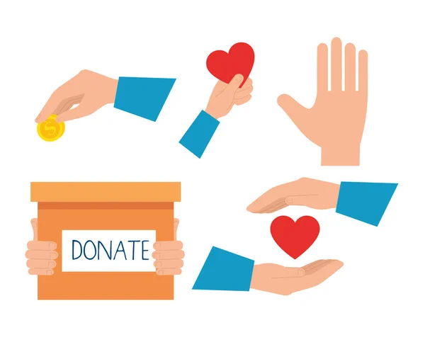 Conjunto de ícones de doação caridade — Vetor de Stock