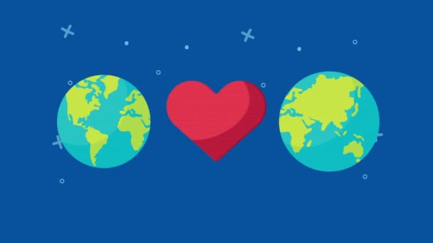 Campaña de donación para covid19 con corazón y planeta tierra — Vídeo de stock