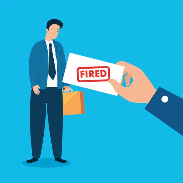 Επιχειρηματίας λυπημένος απολύθηκε από την εργασία — Διανυσματικό Αρχείο