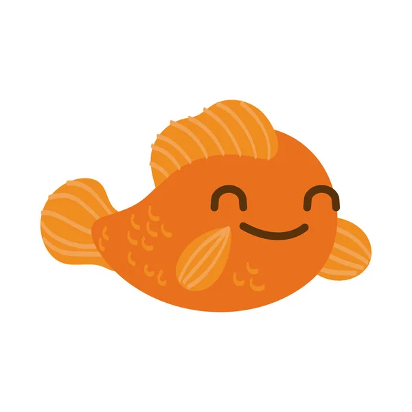 Lindo pez vida marina animal plano icono de estilo — Vector de stock