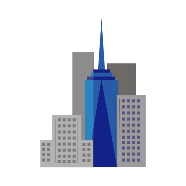New York byggnader platt detaljerad stil — Stock vektor