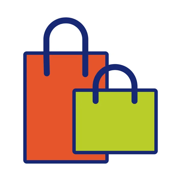 Línea de bolsas de compras e icono de estilo de relleno — Archivo Imágenes Vectoriales