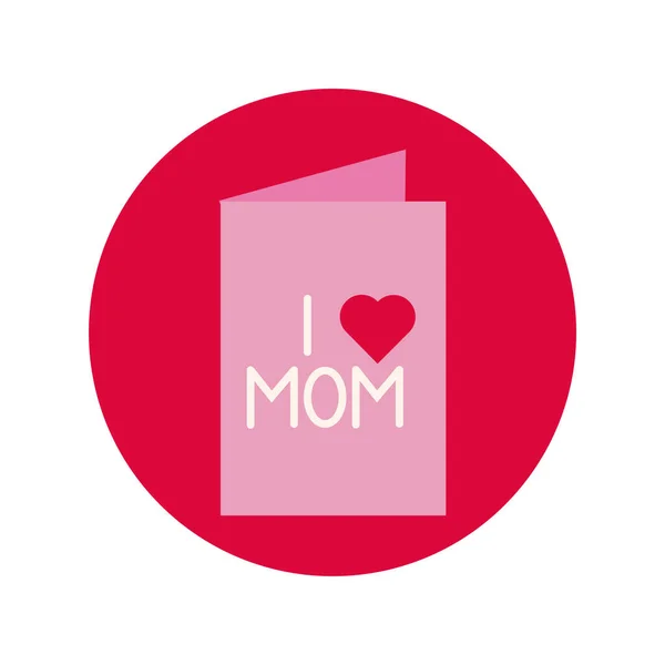 Bloc carte de fête des mères et icône de style plat — Image vectorielle