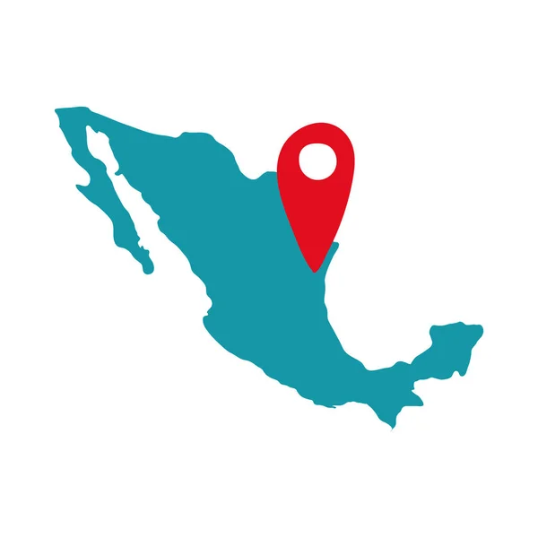 Mapa mexicano con pin ubicación relleno icono de estilo — Vector de stock