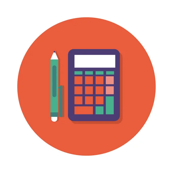 Calcolatrice matematica e linea di penna e stile di riempimento — Vettoriale Stock