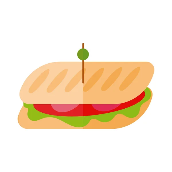 Delicioso sandwish comida rápida plano estilo detallado — Vector de stock