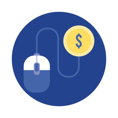 Fare bloğu ve düz biçim simgesi ile bozuk para doları