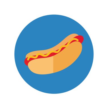 Lezzetli sosisli fast food bloğu ve düz stil