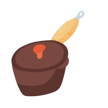 Mutfak tenceresi kaşık çatal bıçakları elle çizim stili